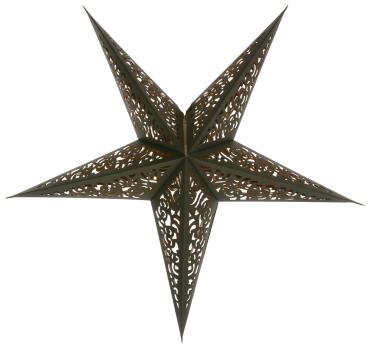 Baby Kala Black / Copperglitter - Foldable glowing Paperstar with 5 points, 40 cm